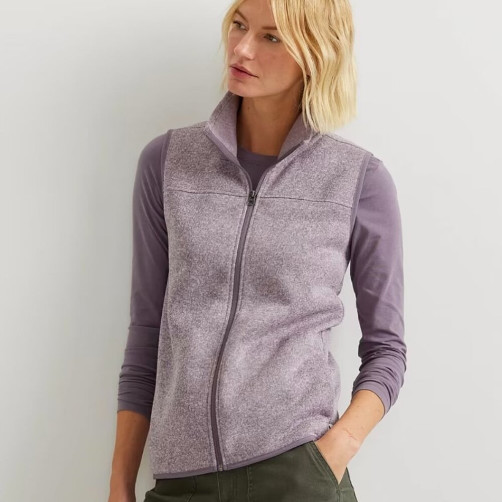 NWT Eddie Bauer Radiator Heathered Lavender Lightweight Fleece Zip Vest Size XS